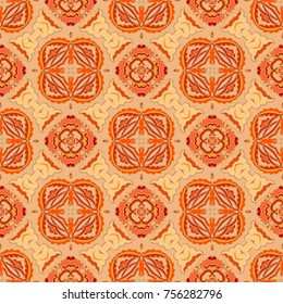 Orange seamless ornamental vector pattern