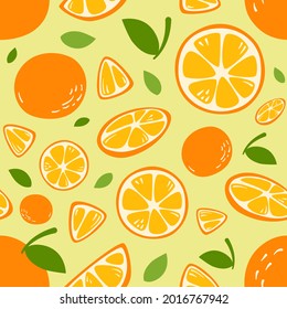 Orange seamless pattern. Abstract art print. Design for paper, covers, cards, fabrics, interior items and any. Vector illustration about fruit.