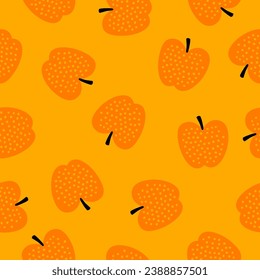 Orange seamless pattern with apples
