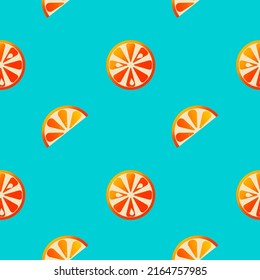 Orange seamless pattern. Blue background. Graphic design.