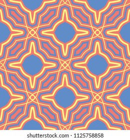 Orange seamless pattern. Bright geometric background with blue and yellow design for wallpapers and textile