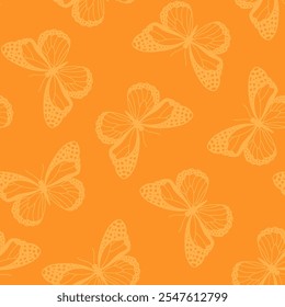 Patrón sin costuras naranja con mariposa naranja