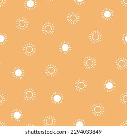 Orange seamless pattern with cute suns