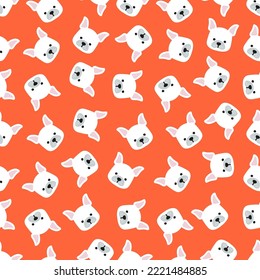 Orange seamless pattern with dogs.