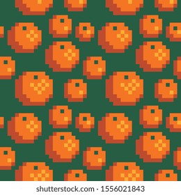 Orange seamless pattern fabric textures, black and white pattern, pixel art vector monochrome illustration. Design for web and mobile app.