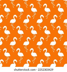 Orange seamless pattern with flamingo
