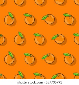 Orange seamless pattern in a flat style. Tropical citrus fruit for your resume projects. Vector illustration on a theme of summer, healthy food.
