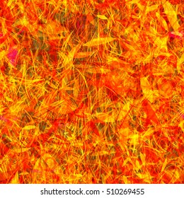 Orange seamless pattern. Floral style background. Leaf, petals. Bright vector design
