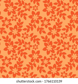 Orange seamless pattern with flowers 