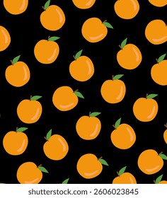 Orange seamless pattern. Seamless pattern with orange fruit. Flat design. Vector. Flat design, doodle style. Graphic texture.