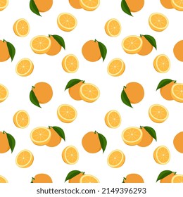 orange seamless pattern, Fruity repeat pattern on transparent background.