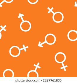 Orange seamless pattern with gender symbols