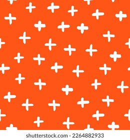 Orange seamless pattern with hand draw cross