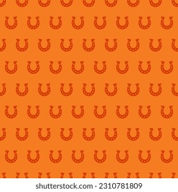 Orange seamless pattern with horseshoe
