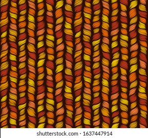 Orange seamless pattern of knitting braids, endless texture, stylized sweater fabric. Texture for web, print, wallpaper, fall winter fashion, textile design, website background,  home decor, fabric