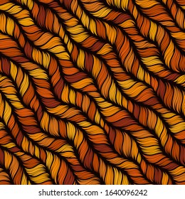 Orange seamless pattern of knitting braids, endless texture, stylized sweater fabric. 