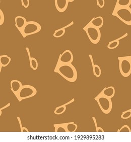 Patrón anaranjado sin fisuras con la letra B sobre un fondo marrón. Estilo minimalista. Fondo de tela, papel pintado, ropa de cama. Ilustración vectorial.