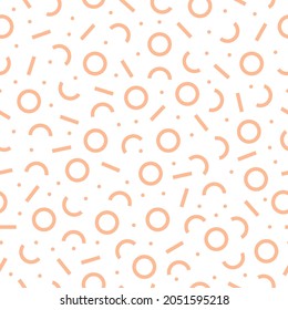 Orange seamless pattern with memphis design