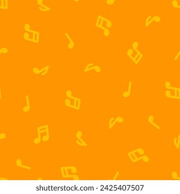 Orange seamless pattern with musical notes