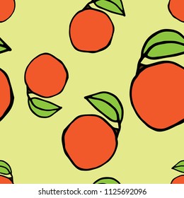 orange seamless pattern on green background