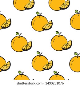 Orange seamless pattern on white background vector illustration
