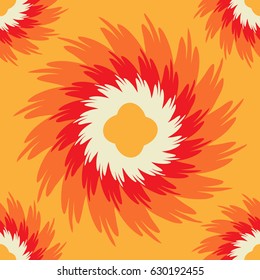 Orange seamless pattern with ornate flower. Eps10