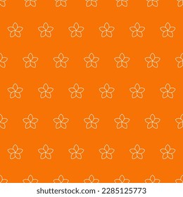 Orange seamless pattern with outline flowers