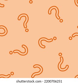 Orange seamless pattern with orange outline question marks.