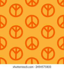 Orange seamless pattern with peace symbols