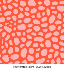 Orange seamless pattern with pink pebbles.