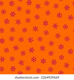 Patrón naranja sin soldadura con copos de nieve rosados