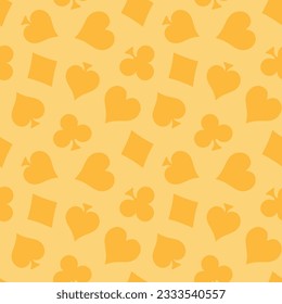 Orange seamless pattern with playing card symbols