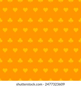 Orange seamless pattern with playing card symbols