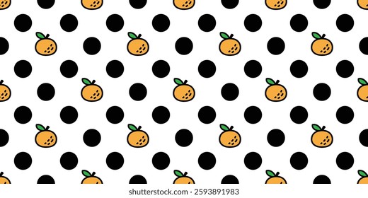 orange seamless pattern polka dot vector fruit cartoon scarf isolated repeat background tile wallpaper gift wrapping paper textile illustration doodle design