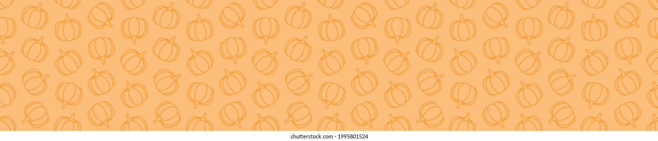 Orange seamless pattern with pumpkins