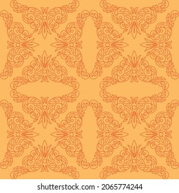 orange seamless pattern with red decor - vector