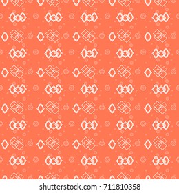 Orange seamless pattern with rhombuses and ellipses.