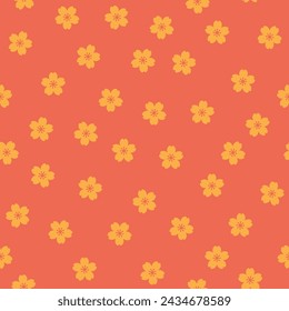 Patrón sin costuras naranja con flores de sakura