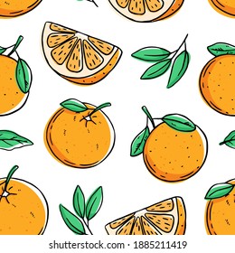 orange seamless pattern with sketch or hand draw style