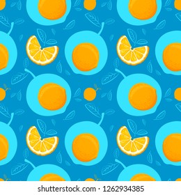 Orange seamless pattern. Sketch oranges. Citrus fruit background. Elements for menu, greeting cards, wrapping paper, cosmetics packaging, posters etc