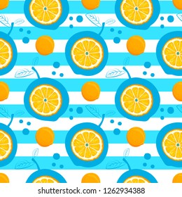 Orange seamless pattern. Sketch oranges. Citrus fruit background. Elements for menu, greeting cards, wrapping paper, cosmetics packaging, posters etc