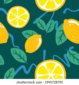 Orange seamless pattern for textile, wrapping paper, fabric. Modern kids background with fruits.