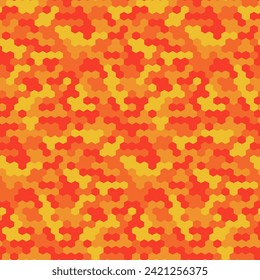 Orange seamless pattern vector hexagons of geometric shapes.