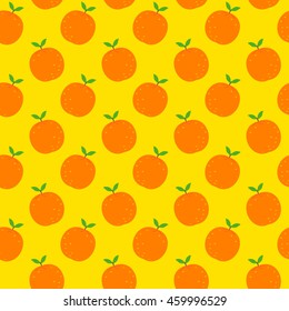 Orange seamless pattern. Vector illustration of vegetarian fruits.
