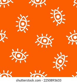 Orange seamless pattern with white eyes