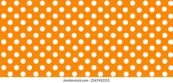 Orange seamless pattern with white polka dots