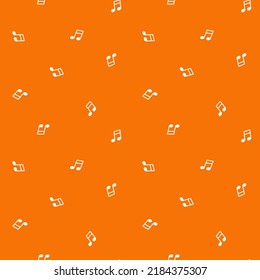 Orange seamless pattern with white tiny musical notes.