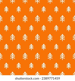 Orange seamless pattern with white tree