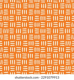 Orange seamless pattern with white woven design