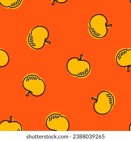 Orange seamless pattern with yellow apples